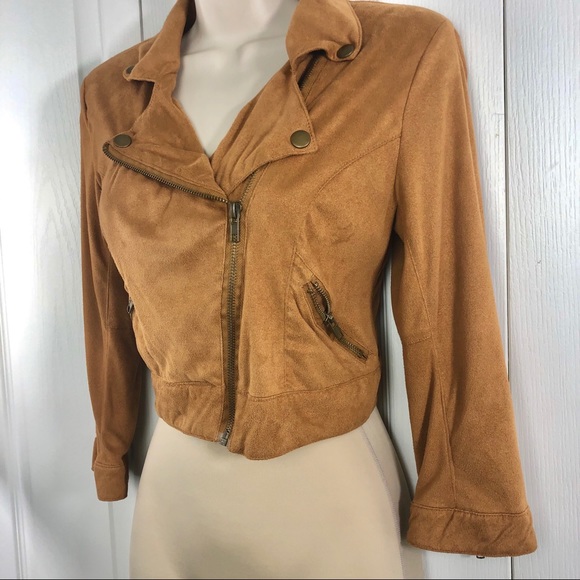 American Rag Jackets & Blazers - American Rag tan cropped moto jacket